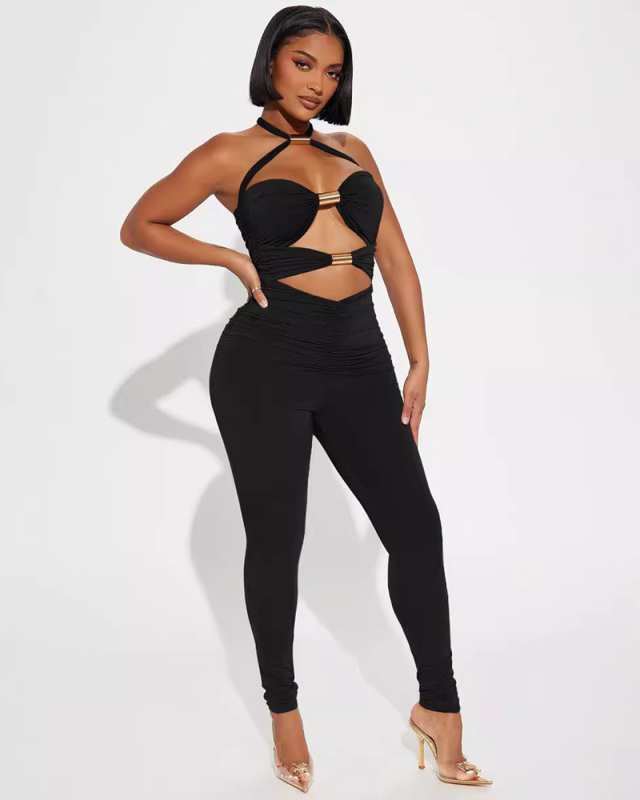 Sleeveless Black Women Summer Short Jumpsuit S-L