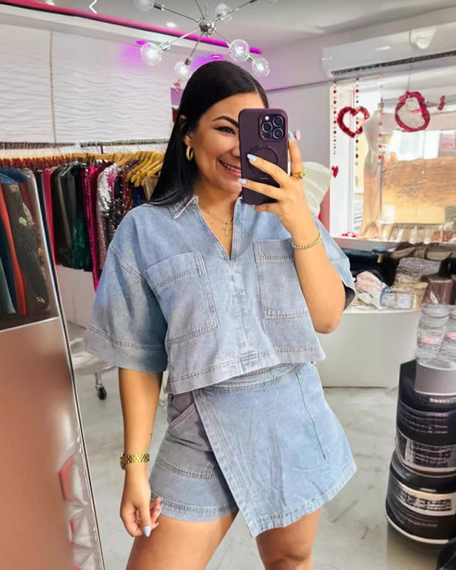 Comfort Jean Wholesale Women Fashion Summer Two Piece Short Set S-XL