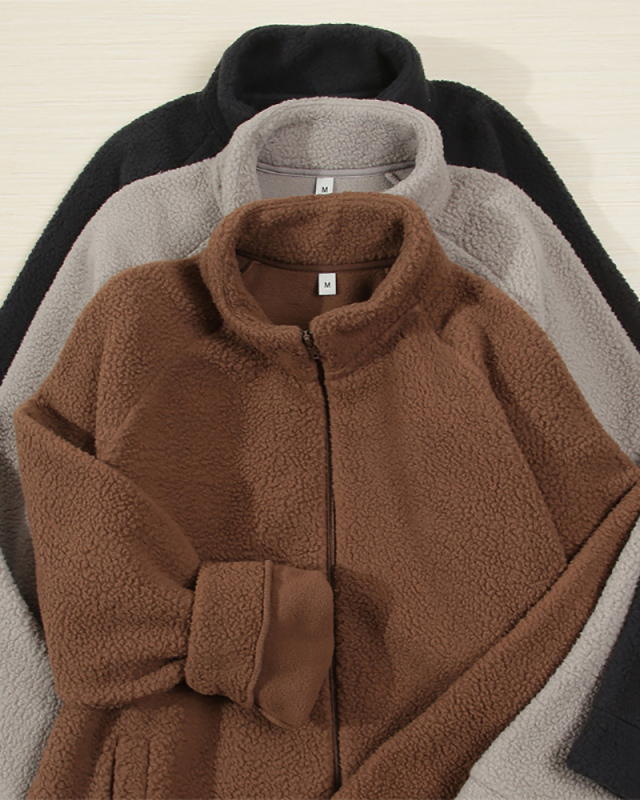 Winter Warm Men's Fleece Full-zipper Long Sleeve Thick Coat M-2XL