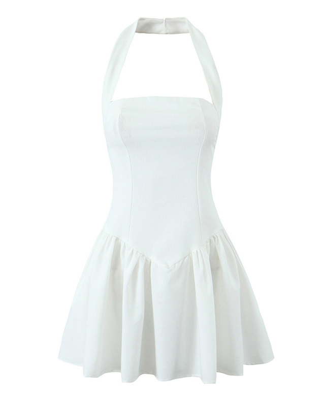 Sleeveless High Fashion White Dress S-L