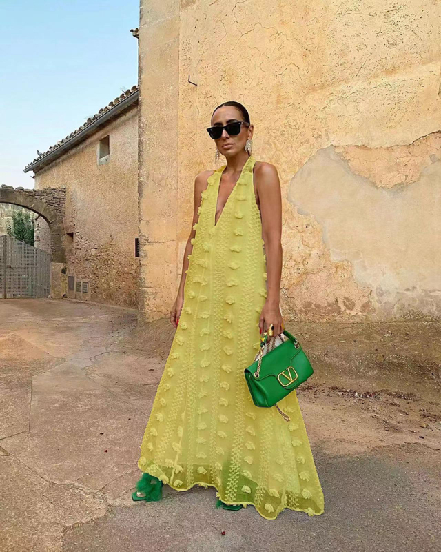 Sleeveless 3D Flower Women Long Summer Dress S-XL