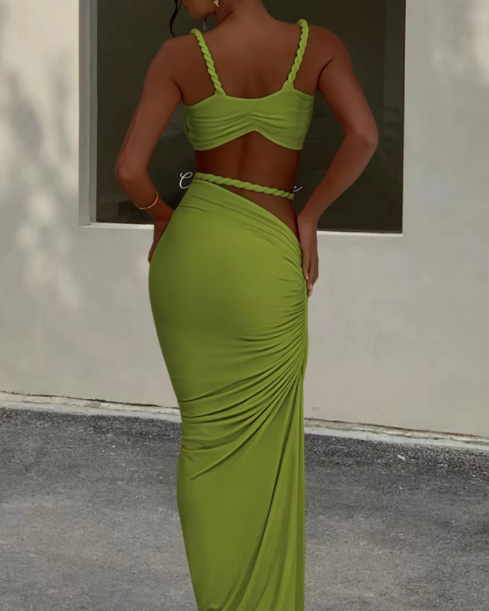 Women Sexy Vacation Two Piece Long Skirt Set S-XL