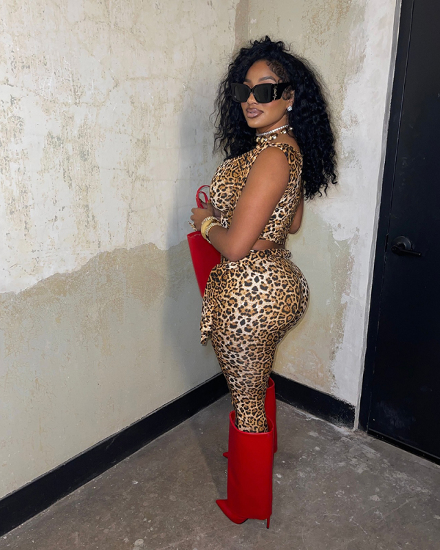 Leopard Printed Women New Summer Two Piece Short Set S-XXL