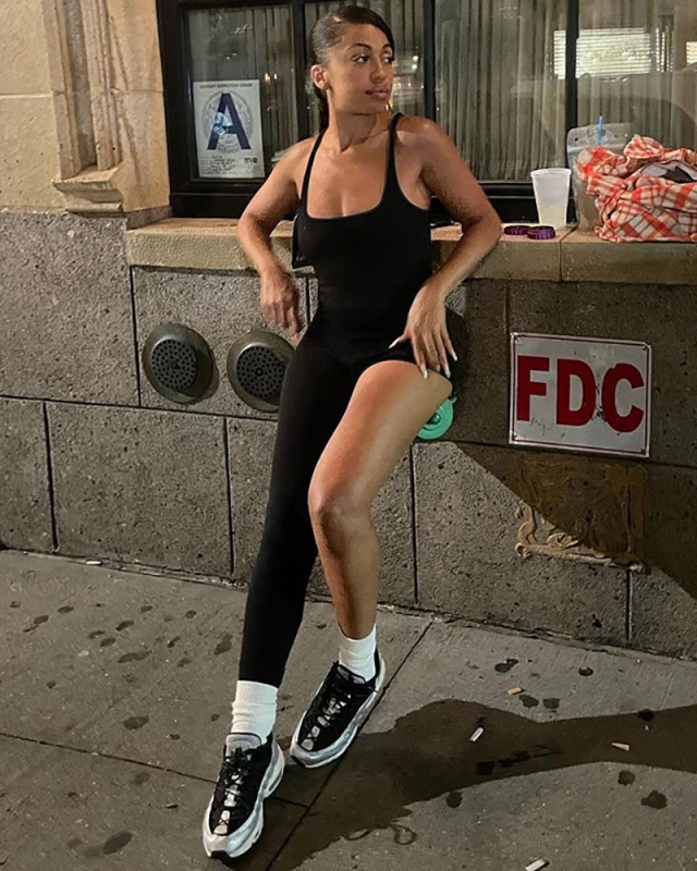 Woman New Sleeveless Street Style One Leg Sling Sexy Jumpsuit Black S-L