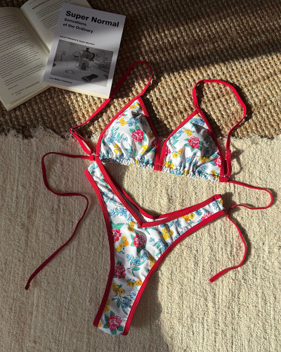 Ladies Split Leopard Print Sexy Swimsuit Women's Triangle Strap Bikini S-L
