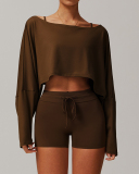 Long Sleeve Shorts Brown