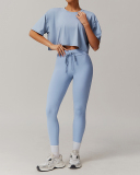 Short Sleeve Legging Gray Blue