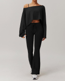 Long Sleeve Wide Leg Pants Black