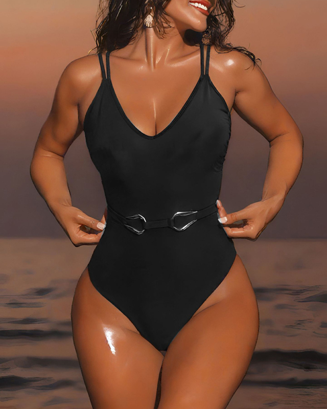 V-neck Black Hot Fashion Ladies Beach Swimwear S-L