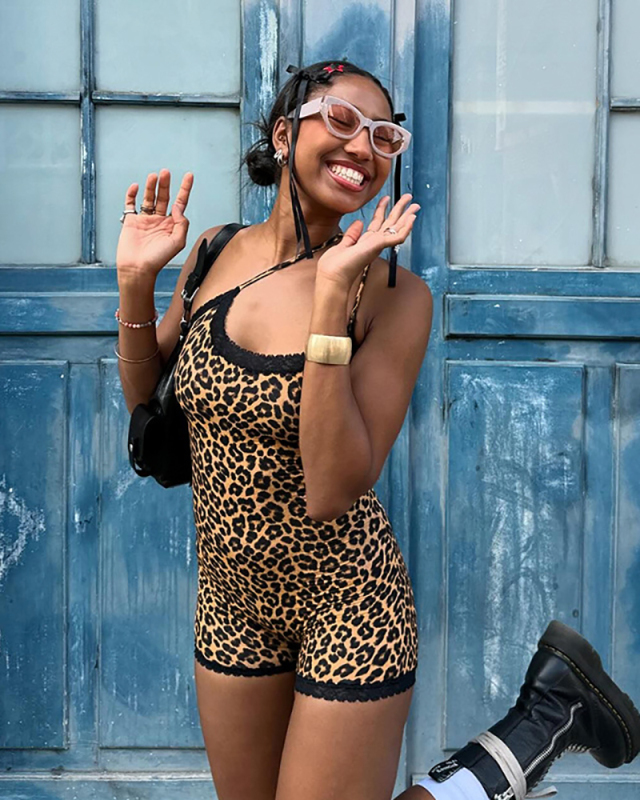 Leopard printed Summer Sleeveless Jumpsuit S-L
