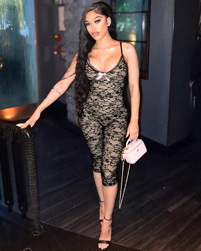 Black Sleeveless Lace Women Wholesale Jumpsuit S-L
