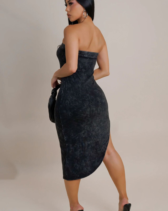 Strapless Women Fashion Sexy Summer Irregular Dress S-XL