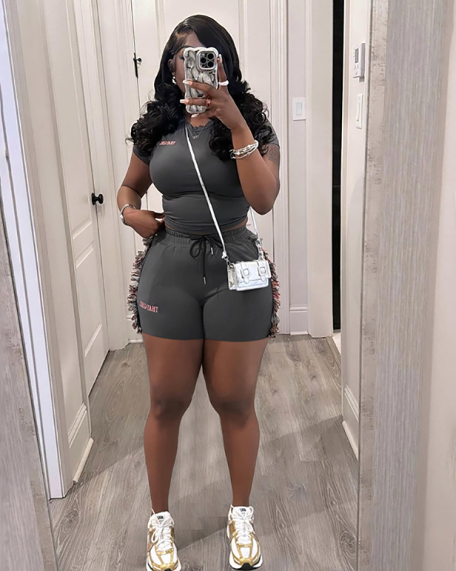 Solid Color Women New Summer Two Piece Short Outfit XS-XL