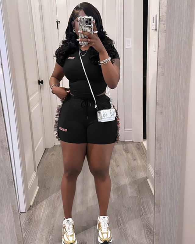 Solid Color Women New Summer Two Piece Short Outfit XS-XL