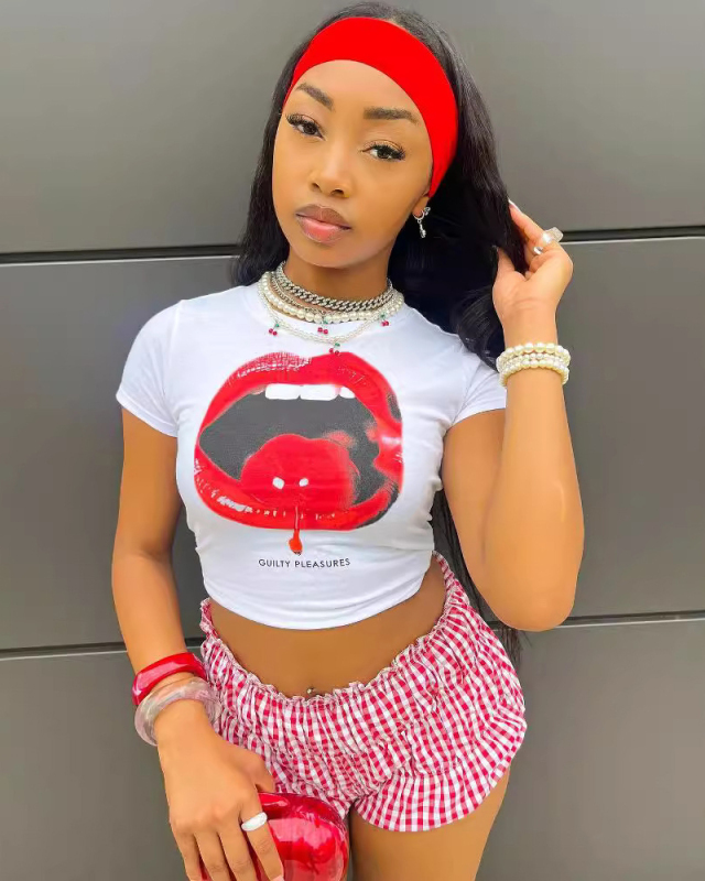 Printed Short Sleeve Women Summer T Shirts XS-XL