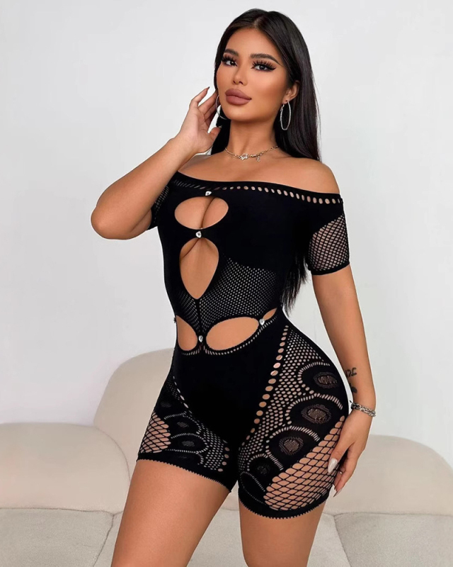 Black Fishnet Women Wholesale Summer Jumpsuit One Size