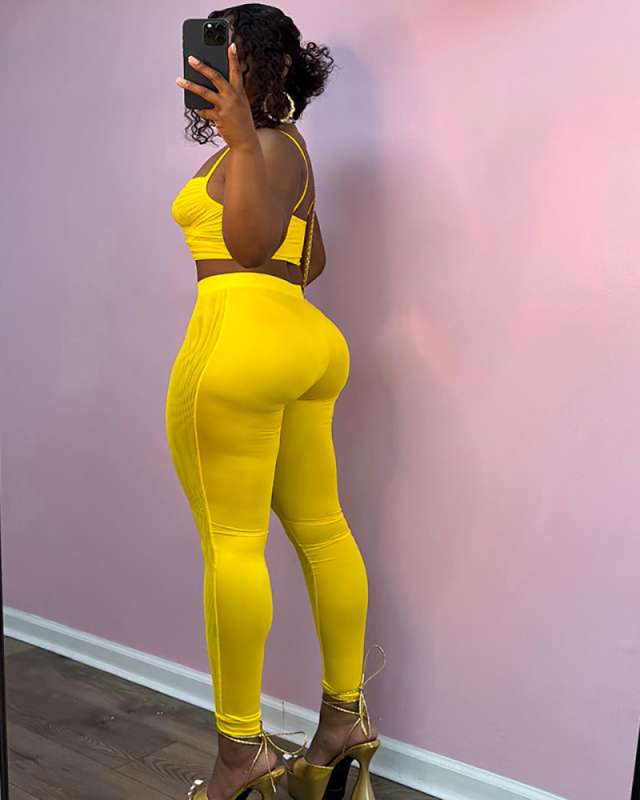Wholesale Yellow Women New Two Piece Pant Set S-L