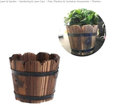 Round Wooden Flower Pots Planter Barrel Home Garden Outdoor Decoration House Garden Round Barrel - (Color: 2)
