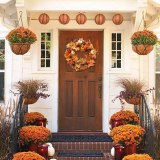 50cm Artificial Pumpkin Wreath Autumn Harvest Maple Leaf Front Door Garland Thanksgiving Decoration Halloween Party Supplies