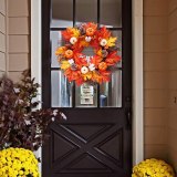 Halloween Autumn Holiday Pumpkin Maple Leaves Wreath Thanksgiving Day Front Door Wall Hanging Garland Wedding Home Decorations