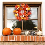 Halloween Autumn Holiday Pumpkin Maple Leaves Wreath Thanksgiving Day Front Door Wall Hanging Garland Wedding Home Decorations