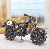 21cm Vintage Motorcycle Model Retro Motor Figurine Iron Motorbike Prop Handmade Boy Gift Kid Toy Home Office Decor