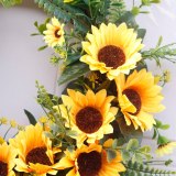 40CM Unique Simulation Sunflower Wreath Door Wall Ornament Leaves Garland Hanging Adornment For Party Home Decoration