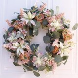 Artificial Succulent Flower Wreath Garden Hanging Wreath for Home Wall Front Door Wedding Decor