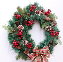 Hot Sale Christmas Wreath Artificial Plant Rattan Circle Wall Decoration Simulation Fake Flower Door Hanging Wreath For Home