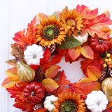 50cm Halloween Pumpkin Wreath Autumn Harvest Door Garland Thanksgiving Supplies 11UA