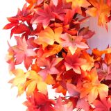61cm Halloween Autumn Harvest Maple Leaf Front Door Wreath Garland Thanksgiving Decoration