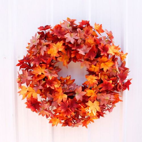 61cm Halloween Autumn Harvest Maple Leaf Front Door Wreath Garland Thanksgiving Decoration
