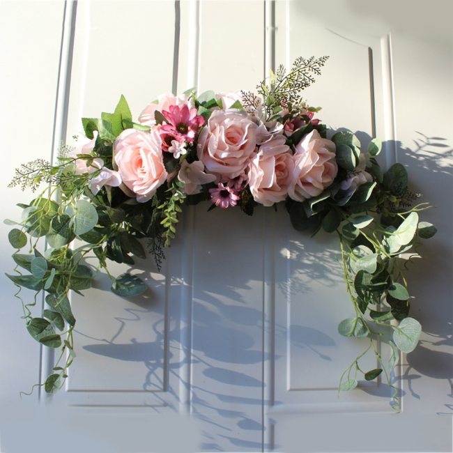 Floral Swag Artificial Flowers Peony Wreath Handmade Garland for Mirror Home Wedding Party Door Lintel Decoration