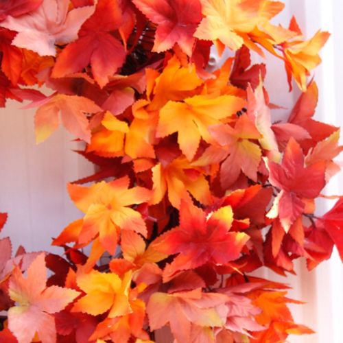 Halloween Autumn Harvest Maple Leaf Door Wreath Garland Thanksgiving Decoration D0LD