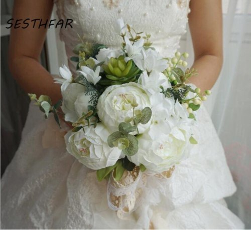 Wedding Bride Bouquet Realistic Hand Tied Flower Decoration Holiday Party Supplies European chaise longue roses wedding flowers
