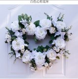 Valentine's Day Rose Ring Heart-shaped Door Decoration 50cm Big Ring Portable Ornaments for Wedding Decoration Party Supplies