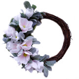 Artificial Magnolia Flowers Peony Wreath for Front Door Farmhouse Wreath for All Seasons Christmas Wedding Half Coverage