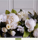 White Peony Wreath Door Ornament Candlestick Decoration Simulation Flower Fake Wreath Portable Ornaments for Wedding Decoration