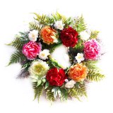 61cm Artificial Peony Flower Wreath Silk Spring Wreath for The Front Door Wall Hanging Window Wedding Party Decoration
