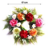 61cm Artificial Peony Flower Wreath Silk Spring Wreath for The Front Door Wall Hanging Window Wedding Party Decoration