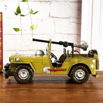 Classical 3D Handmade Car Model Military Vehicle Decoration Panzer Ornament Armored Car Artwork Machine Gun Carriage Cannon Toy