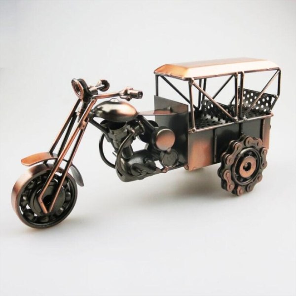 Classical 3D Handmade Car Model Motor Ornament Motorbike Decoration Plate Copper Iron Material Motor Tricycle Simulation Toy 1KG