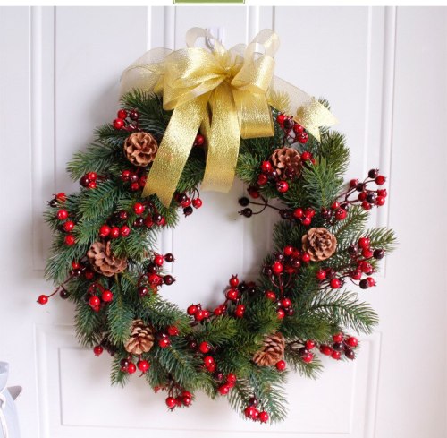 45cm Simulation Christmas pine branch Garland thanksgiving Wreath home decoration Welcome Front Door Wreath Housewarming Gifts