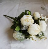 European 13 Branch/Bouquet Artificial silk flowers Peony  flores artificiales Fake  Rose Bridal Wedding decor home wreath
