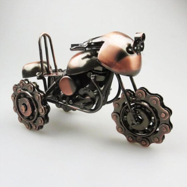 Vintage 3D Handmade Motorbike Model Motorcycle Decoration Classic Motor tricycle Ornament Beach Motorcycle Table Display Gift