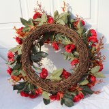 40CM Nordic red Rose Artificial Flower Wreath Wall Hanging Artificial Fake Flower Dried Flowers Bridal Garland Charm Home Decor