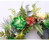 50cm Artificial Succulent Wreath Fern Plants Spring Backdrops Ornaments Garland Front Door Wreaths Display for Home/W