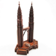 Classical 3D Handmade Tower Model Twin Tower Decoration Petrons Tower Dispaly Metal Construction Model KLCC Ornament Artwork Toy
