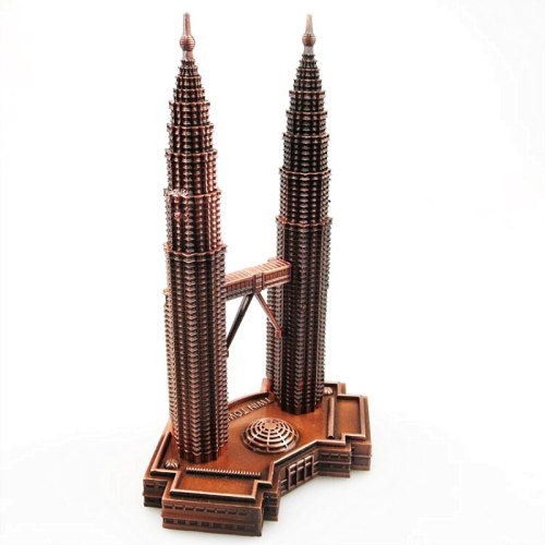 Classical 3D Handmade Tower Model Twin Tower Decoration Petrons Tower Dispaly Metal Construction Model KLCC Ornament Artwork Toy