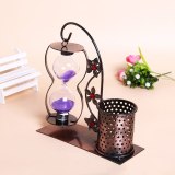 Classical 3D DIY Toy Iron Brush Pot Study Schoolroom Decoration Classroom Things Table Display Sand Clock Ornament Sand Glass